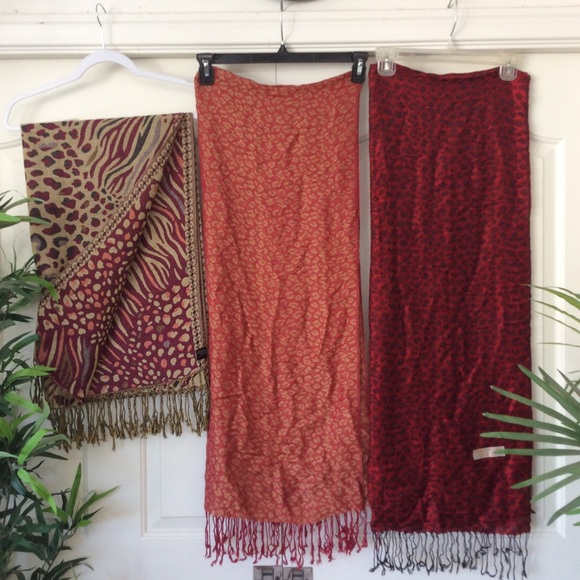 Pashima Accessories - Set of 3 Shawls Scarves Runner Silk Pashima